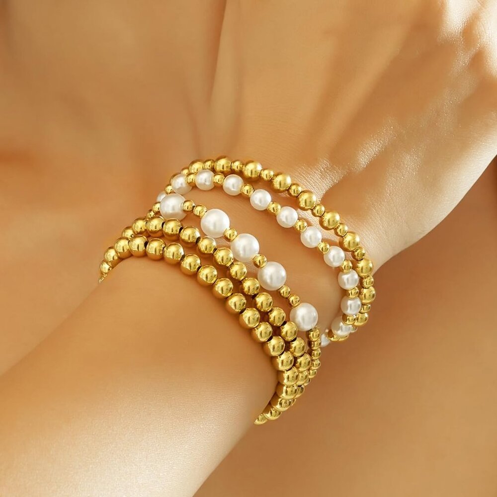 Stackable 14k Gold Plated Bracelets For Women - H… - image 7